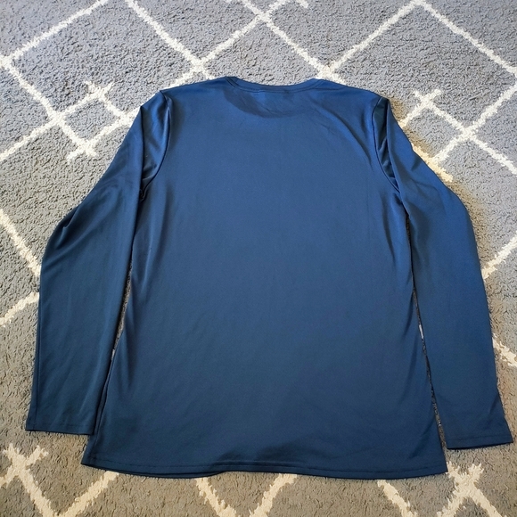 Gymshark Navy Long Sleeve Top Logo Spell Out Size Large - Picture 2 of 3